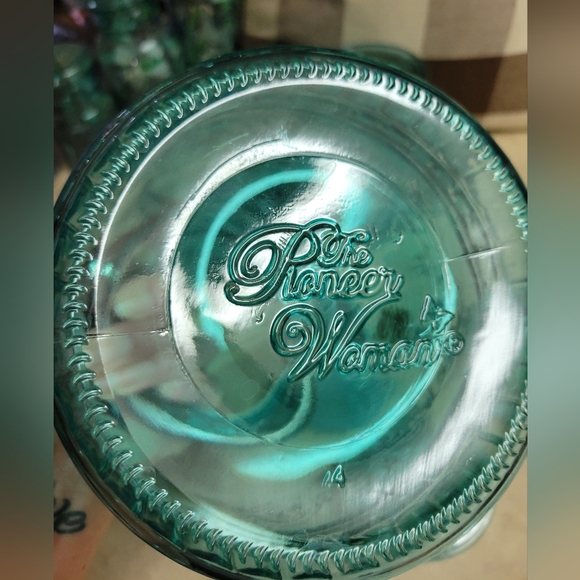 🛒🛍️💥Gently used Pioneer Woman glass teal blue 6 piece canister set - Picture 4 of 13